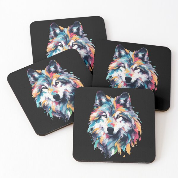 Item preview, Abstract Wolf Art, Colorful Paint Splash designed and sold by gkhanco.