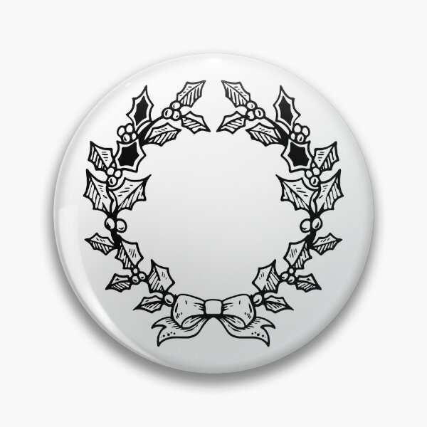 Item preview, Black Vintage Holly Wreath Christmas Design designed and sold by pattern-archive.