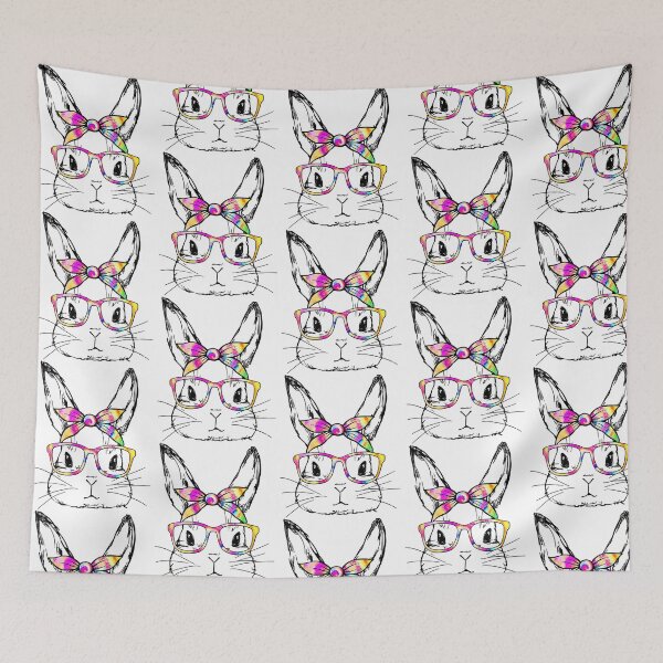 Item preview, Cute Bunny Rabbit Face Tie Dye Glasses Girl Happy Easter Day designed and sold by glorianadrew.