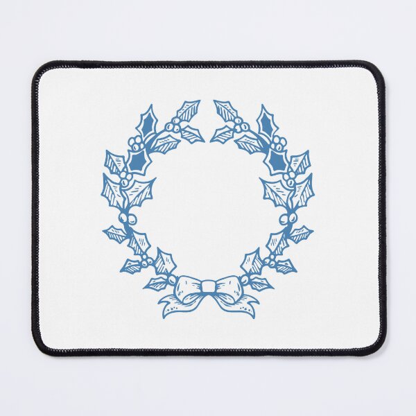 Item preview, Steel Blue Vintage Holly Wreath Christmas Design designed and sold by pattern-archive.