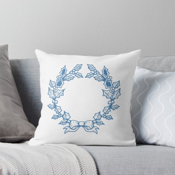 Item preview, Steel Blue Vintage Holly Wreath Christmas Design designed and sold by pattern-archive.