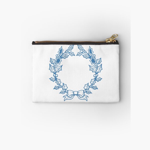 Item preview, Steel Blue Vintage Holly Wreath Christmas Design designed and sold by pattern-archive.