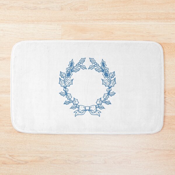 Item preview, Steel Blue Vintage Holly Wreath Christmas Design designed and sold by pattern-archive.