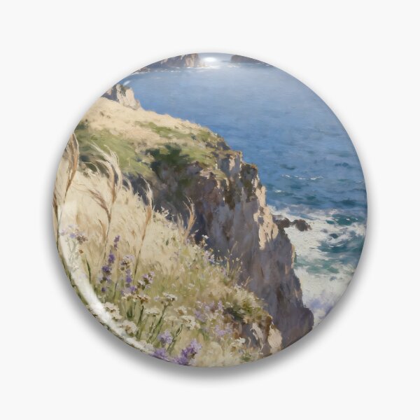 Item preview, Scenic Coastal Cliff with Wildflowers Artwork designed and sold by stylishdzign.