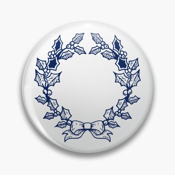 Item preview, Navy Blue Vintage Holly Wreath Christmas Design designed and sold by pattern-archive.