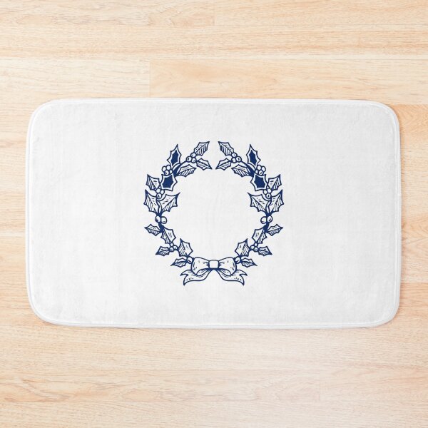 Item preview, Navy Blue Vintage Holly Wreath Christmas Design designed and sold by pattern-archive.