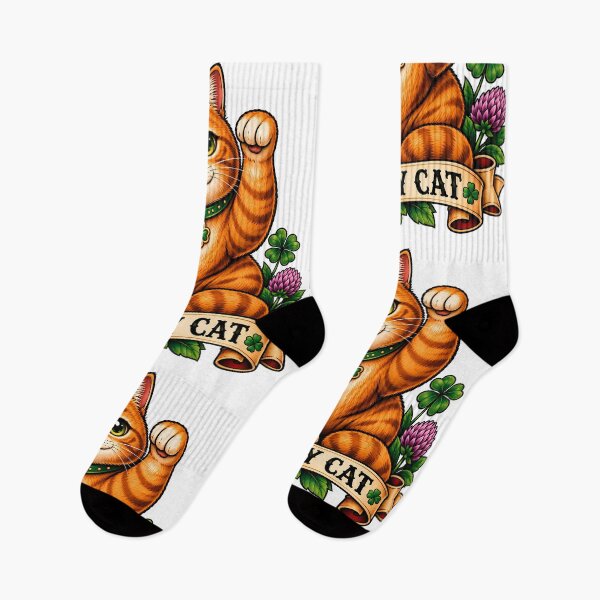Item preview, Lucky Irish Cat St. Patrick's Day Tattoo Style designed and sold by Old's Cool Cat Studio.