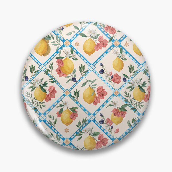 Item preview, Amalfi Lemon Garden Argyle – Mediterranean Lemon & Floral Diamond Pattern, Italian Riviera Design designed and sold by Tamas Das.
