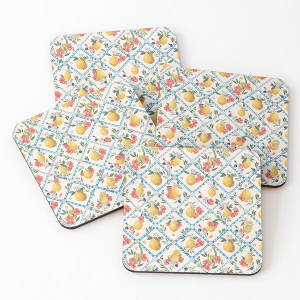 Item preview, Amalfi Lemon Garden Argyle – Mediterranean Lemon & Floral Diamond Pattern, Italian Riviera Design designed and sold by Tamas Das.