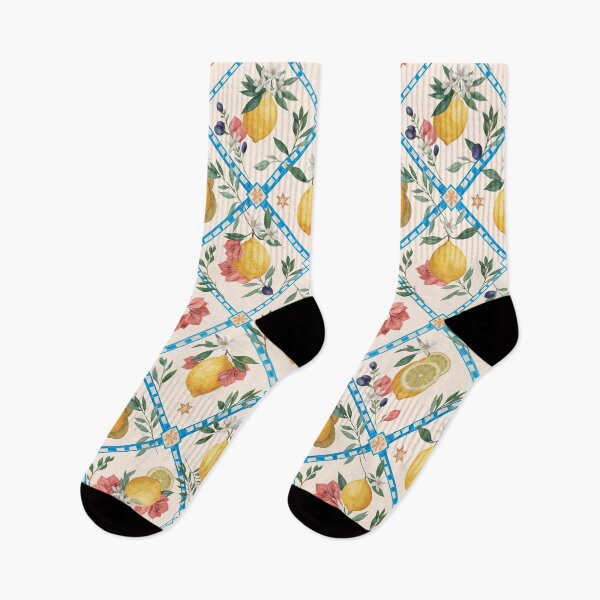 Item preview, Amalfi Lemon Garden Argyle – Mediterranean Lemon & Floral Diamond Pattern, Italian Riviera Design designed and sold by Tamas Das.