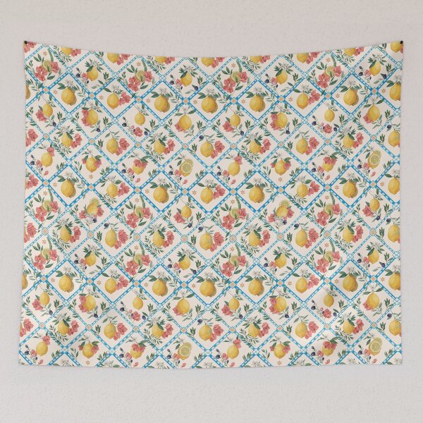 Item preview, Amalfi Lemon Garden Argyle – Mediterranean Lemon & Floral Diamond Pattern, Italian Riviera Design designed and sold by Tamas Das.