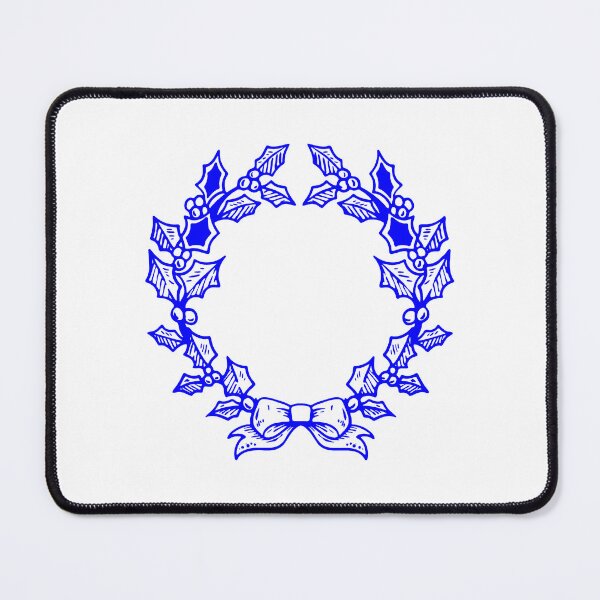 Item preview, Blue Vintage Holly Wreath Christmas Design designed and sold by pattern-archive.