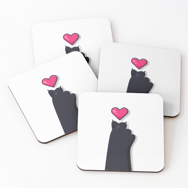 Item preview, Cute Black Cat Paw Reaching for Pink Heart - Kawaii Cat Lover Art designed and sold by Elite Wall Art.