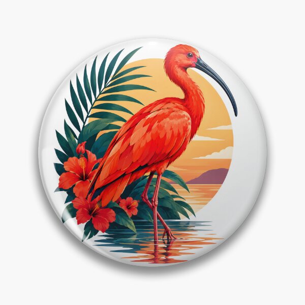 Item preview, Scarlet Ibis Tropical Sunset – Red Ibis Bird Nature Art designed and sold by MR-HOOBY.