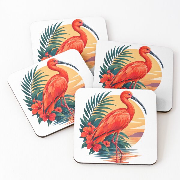 Item preview, Scarlet Ibis Tropical Sunset – Red Ibis Bird Nature Art designed and sold by MR-HOOBY.