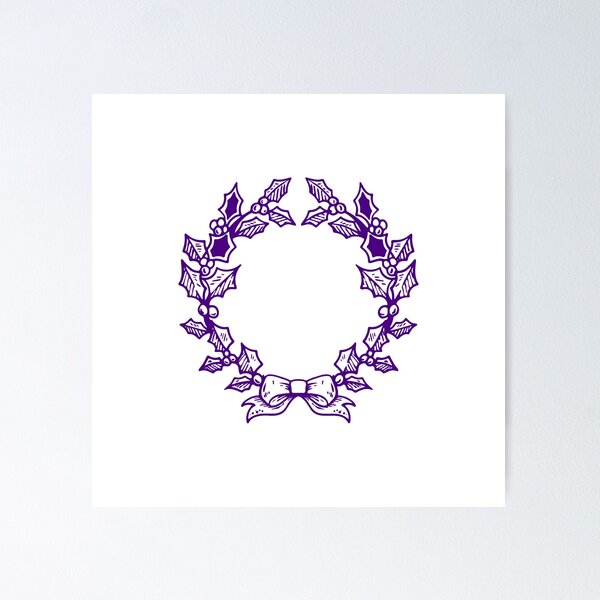 Item preview, Dark Purple Vintage Holly Wreath Christmas Design designed and sold by pattern-archive.