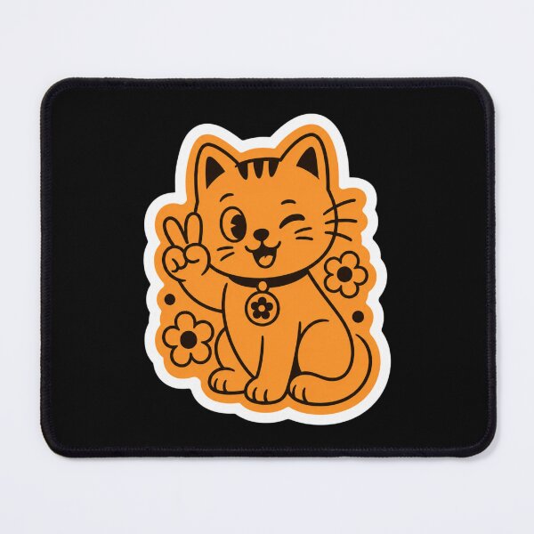 Item preview, Kawaii Orange Lucky Cat Peace Sign Winking Neko Sticker designed and sold by Vision Crafted.