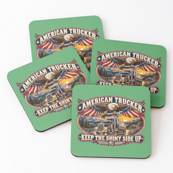 Item preview, American Trucker Eagle - Highway Big Rig Art - Keep The Shiny Side Up designed and sold by NomadForge.