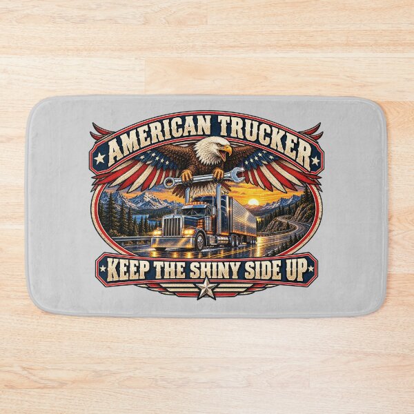 Item preview, American Trucker Eagle - Highway Big Rig Art - Keep The Shiny Side Up designed and sold by NomadForge.