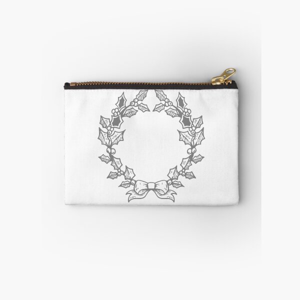 Item preview, Gray Vintage Holly Wreath Christmas Design designed and sold by pattern-archive.