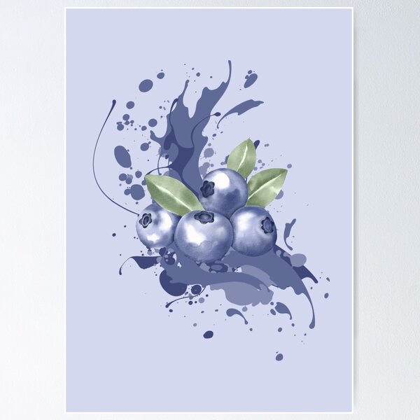 Item preview, Fresh Blueberry Watercolor Juice Splash Botanical Art designed and sold by HBBS DESIGNS.