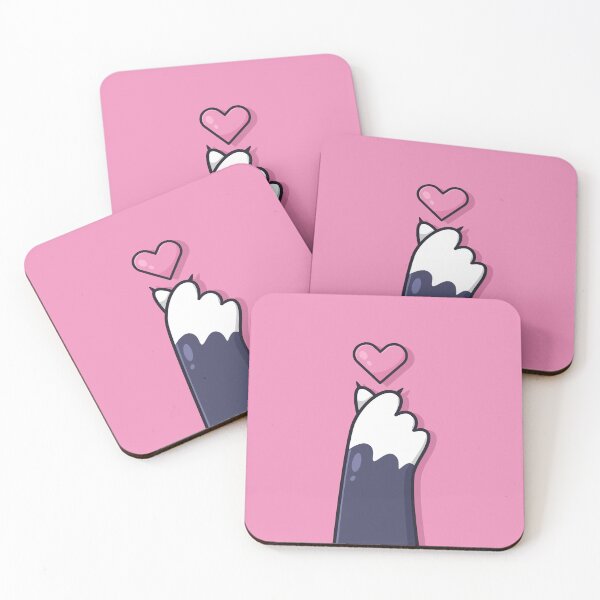 Item preview, Cute Tuxedo Cat Paw Reaching for Pink Heart - Kawaii Pet Lover Art designed and sold by Elite Wall Art.
