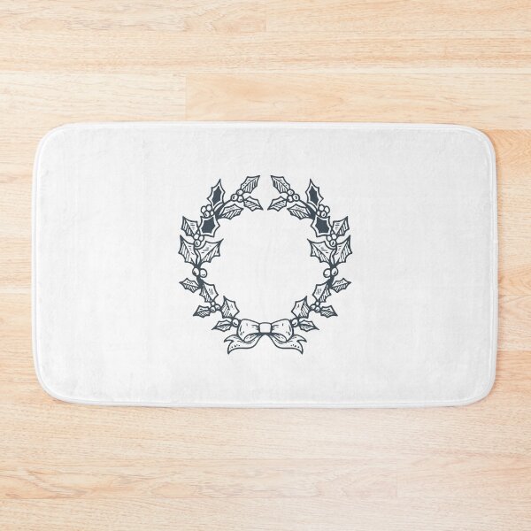 Item preview, Charcoal Vintage Holly Wreath Christmas Design designed and sold by pattern-archive.