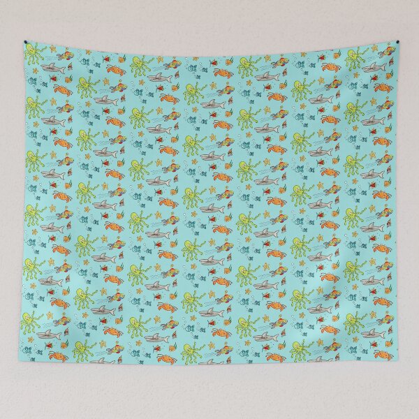 Item preview, Sea Life Marine Under the Sea - Blue Background designed and sold by Helen McCartney Designs.