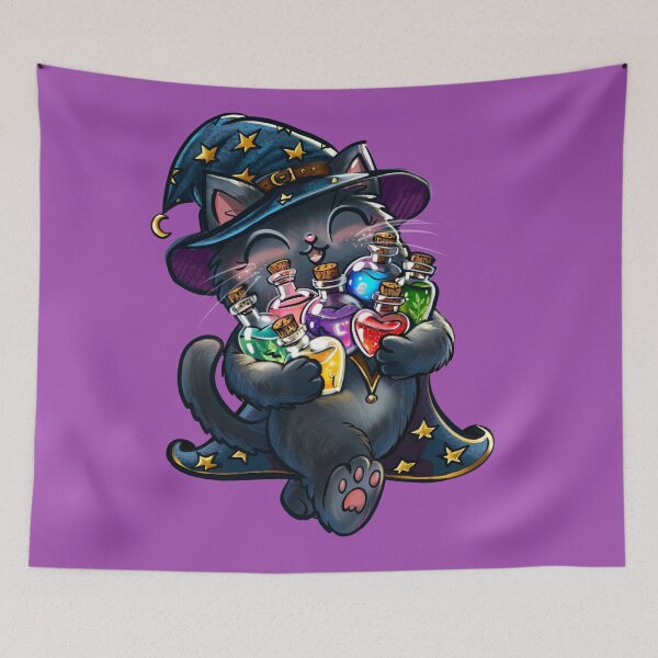 Item preview, Black Cat Holding Magical Potions designed and sold by PatriesArt.