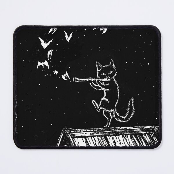 Item preview, The Midnight Piper - Black Cat Linocut Tarot Card  designed and sold by Yanuta.