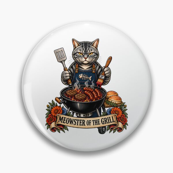 Item preview, Meowster Of The Grill BBQ Chef Cat Tattoo designed and sold by Old's Cool Cat Studio.