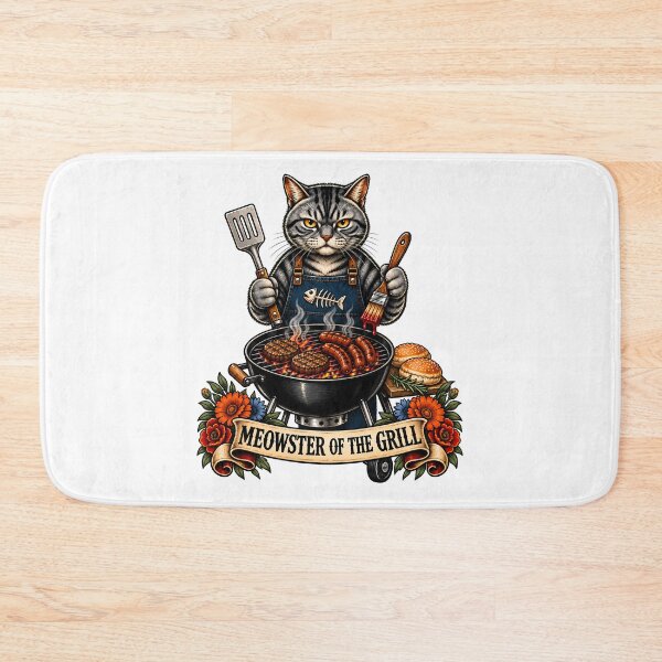 Item preview, Meowster Of The Grill BBQ Chef Cat Tattoo designed and sold by Old's Cool Cat Studio.