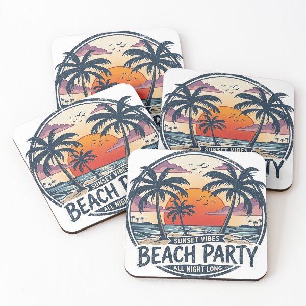 Item preview, Title:  Retro Beach Party Sunset Vector - Summer Palm Trees Badge Logo Design designed and sold by wisnubayuaji.