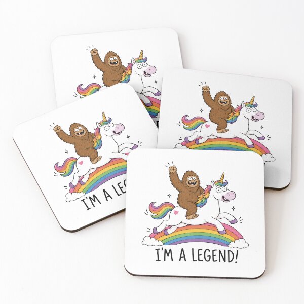 Item preview, Sasquatch Riding Unicorn Rainbow Funny Cryptid Cartoon designed and sold by ShirtWreck.