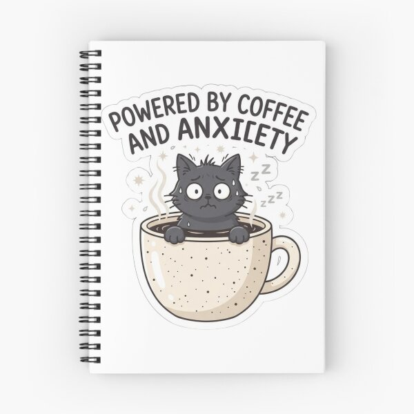 Item preview, Powered By Coffee and Anxiety Anxious Black Cat Funny designed and sold by KreatoLab.