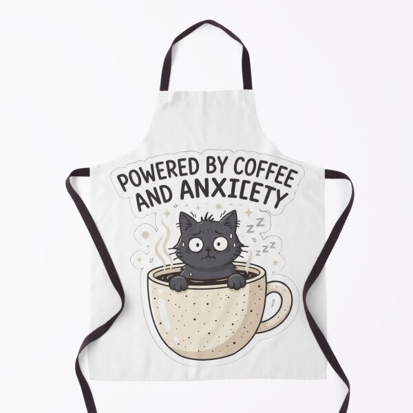 Item preview, Powered By Coffee and Anxiety Anxious Black Cat Funny designed and sold by KreatoLab.