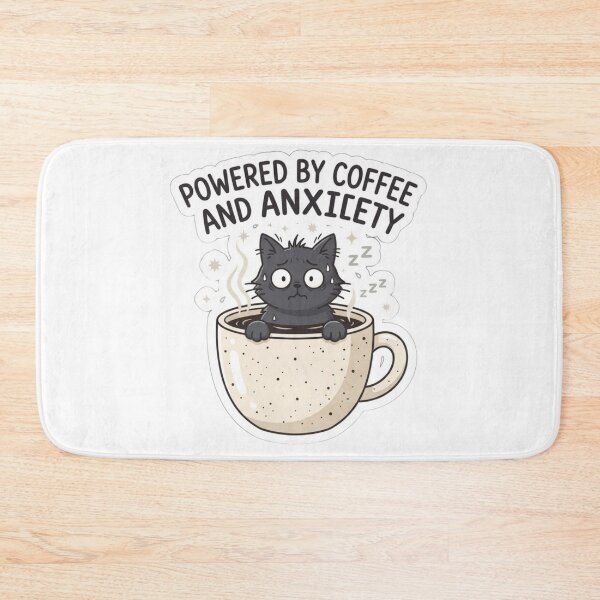 Item preview, Powered By Coffee and Anxiety Anxious Black Cat Funny designed and sold by KreatoLab.