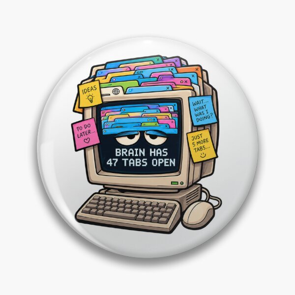 Artikelvorschau, Mein Gehirn hat 47 Tabs geöffnet – Lustiger Retro-Computerhumor entworfen und verkauft von findsbycoco.