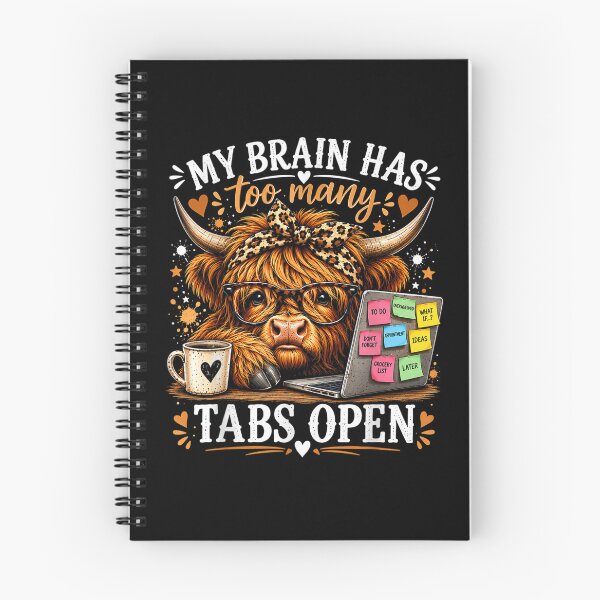 Item preview, My Brain Has Too Many Tabs Open Funny Highland Cow designed and sold by LeonellDavy.