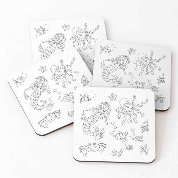 Item preview, Sea Life Marine Under the Sea - Black Line designed and sold by Helen McCartney Designs.