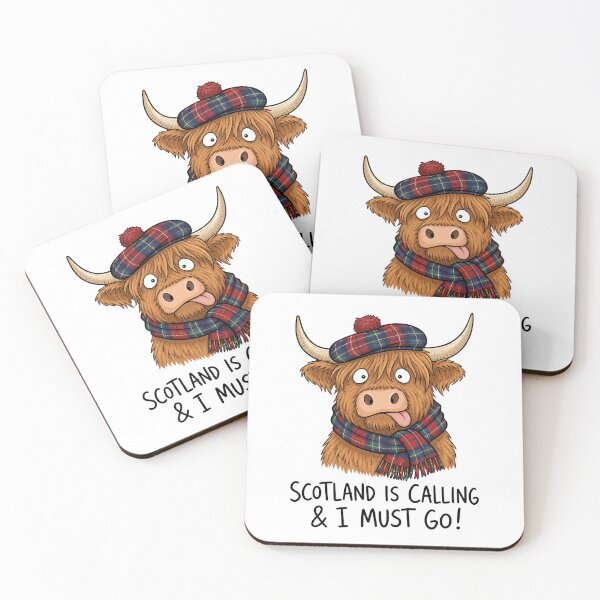 Item preview, Scotland Is Calling Funny Highland Cow Scottish Cartoon designed and sold by ShirtWreck.