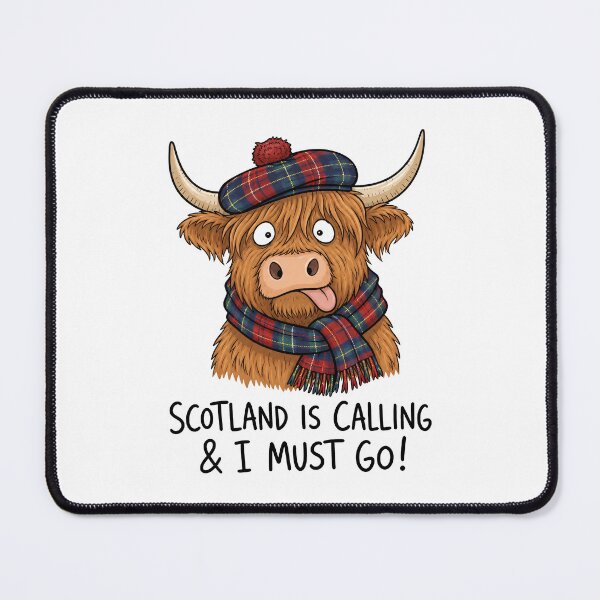 Item preview, Scotland Is Calling Funny Highland Cow Scottish Cartoon designed and sold by ShirtWreck.