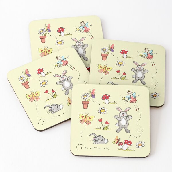 Item preview, Rabbits, Butterflies, Flowers & Fairy - Creamy Yellow designed and sold by Helen McCartney Designs.