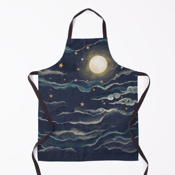 Item preview, Moonlit Celestial Waves – Japanese Seigaiha Moon & Stars Pattern, Indigo Navy Celestial Home Décor designed and sold by Tamas Das.