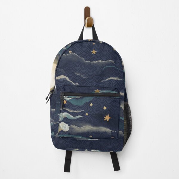 Item preview, Moonlit Celestial Waves – Japanese Seigaiha Moon & Stars Pattern, Indigo Navy Celestial Home Décor designed and sold by Tamas Das.