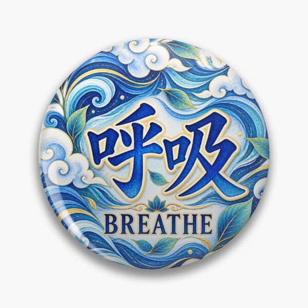 Item preview, Japanese Breathe Kanji Art – Ocean Waves & Kokyū – Sōkai Blue Palette designed and sold by  Miyabi Tonaegoto Art.