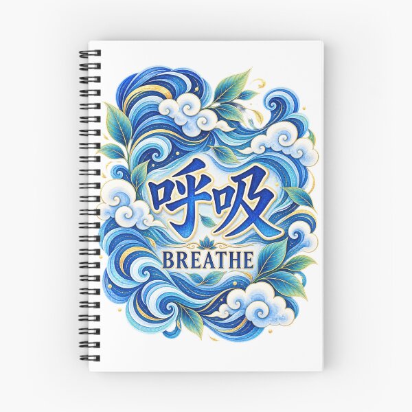 Item preview, Japanese Breathe Kanji Art – Ocean Waves & Kokyū – Sōkai Blue Palette designed and sold by  Miyabi Tonaegoto Art.