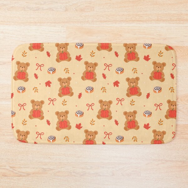 Item preview, teddy bear holding pumpkin, cinnamon rolls and leaves  designed and sold by burbura.