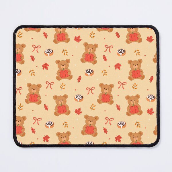 Item preview, teddy bear holding pumpkin, cinnamon rolls and leaves  designed and sold by burbura.