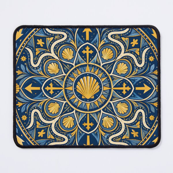 Item preview, Camino de Santiago Pilgrimage Scallop Shell Cross Medieval Tile Design designed and sold by Sybille-Yates.